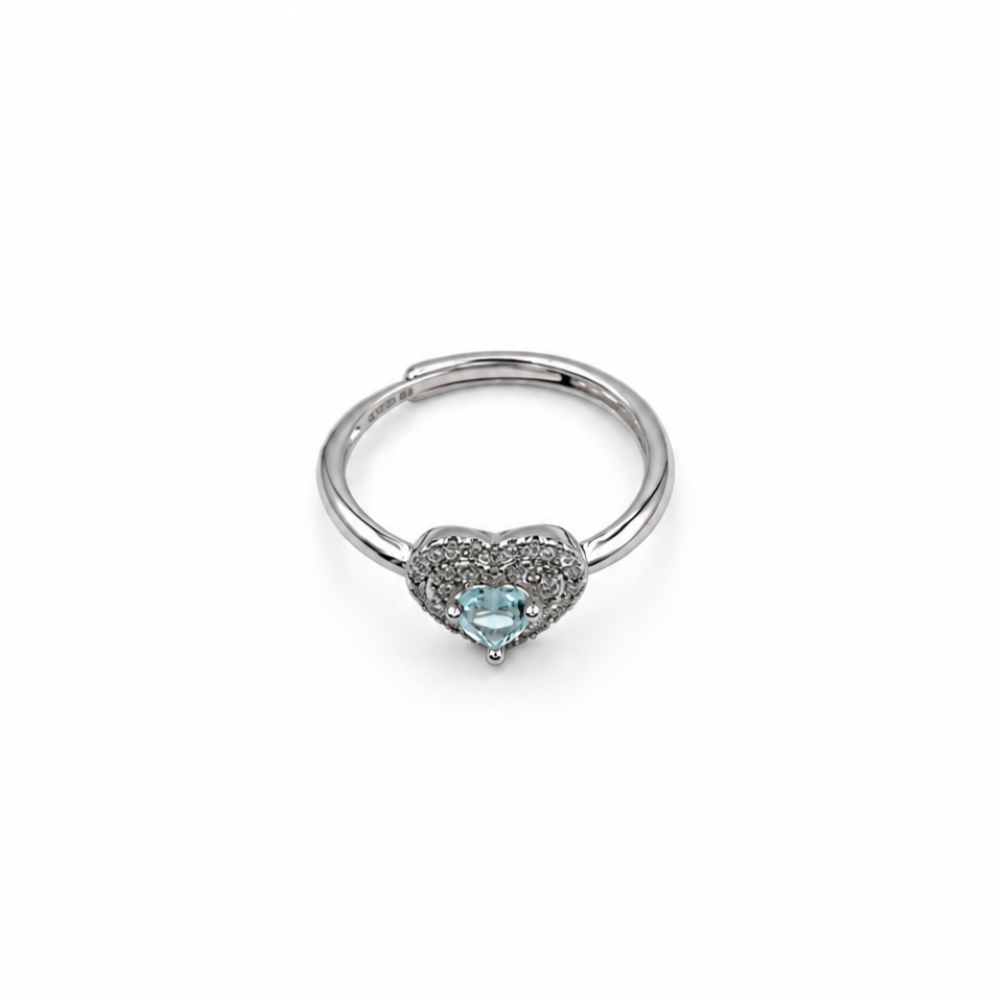 Anello Donna Cuore Celeste Argento 925
