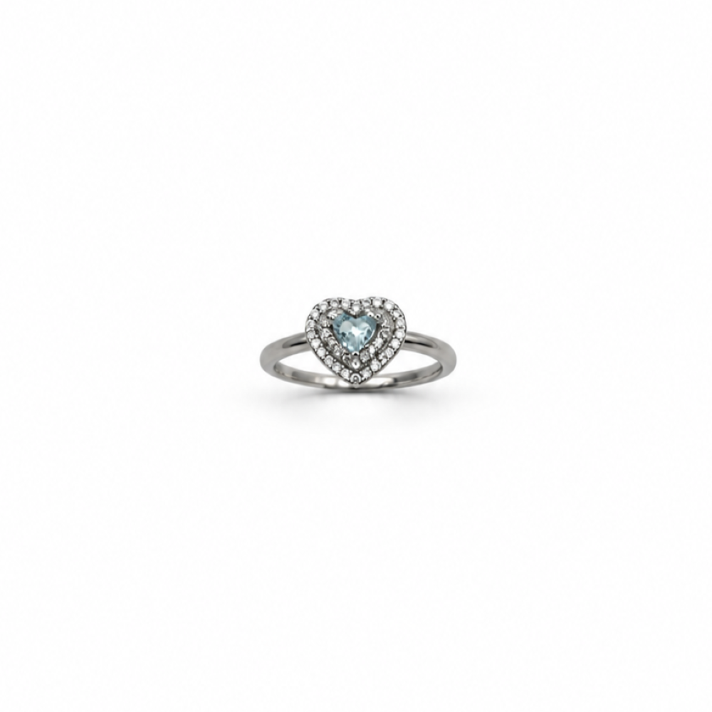 Anello Donna Cuore Celeste Argento 925