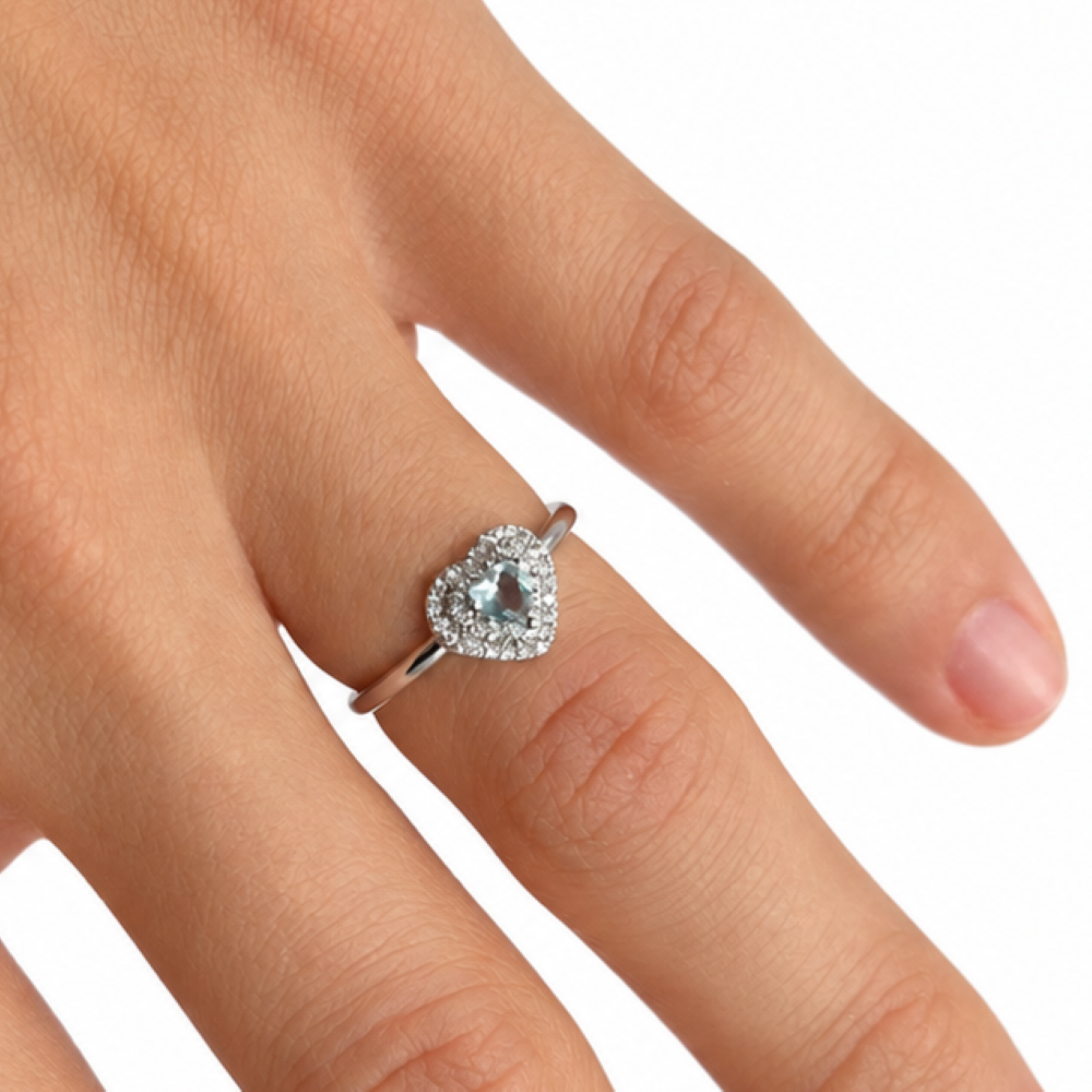 Anello Donna Cuore Celeste Argento 925