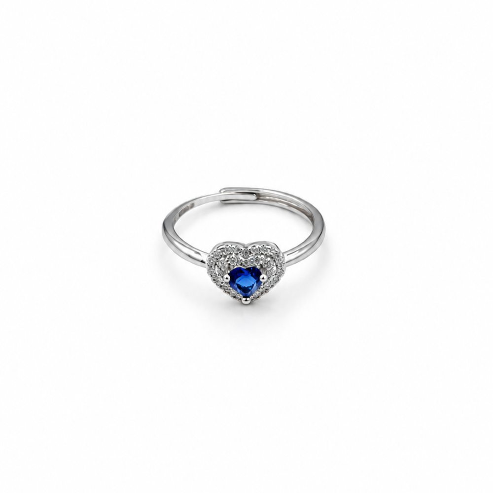 Anello Donna Cuore Blu Argento 925
