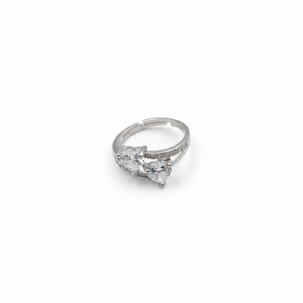 Anello Donna Doppio Cuore Argento 925