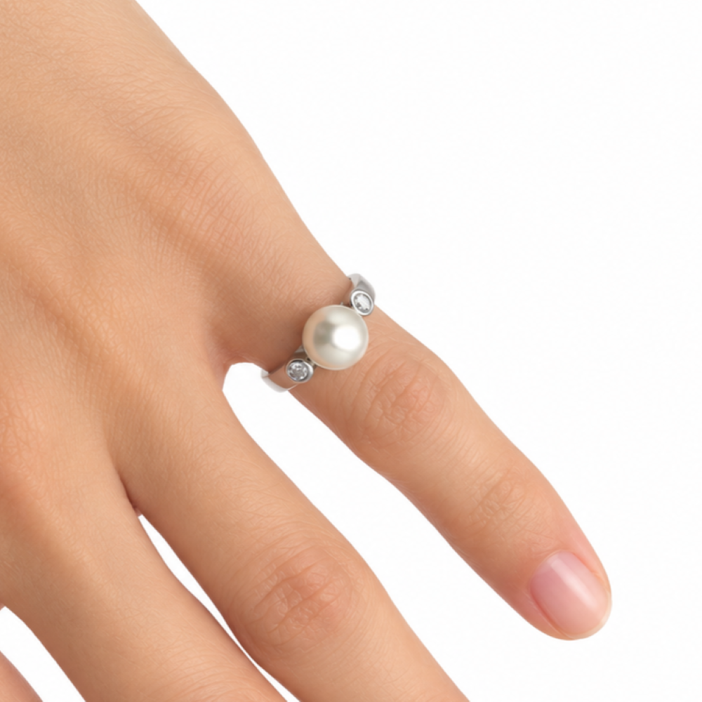 Anello Donna Perla e pietre Argento 925