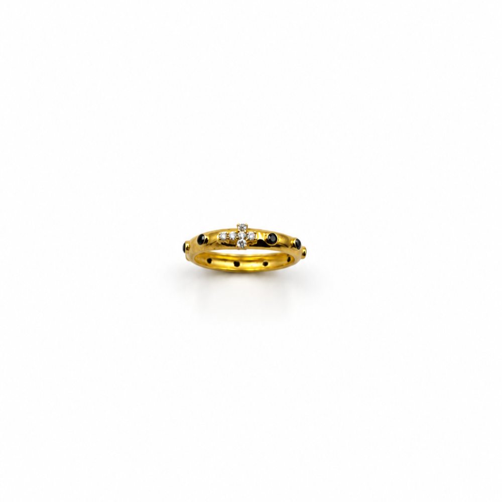 Anello Unisex Rosario Dorato Argento 925 M24