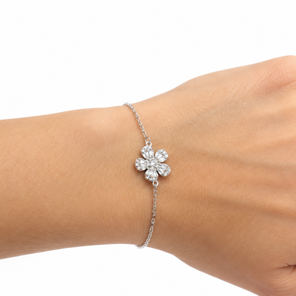 Bracciale Donna Quadrifoglio Baguette Argento 925