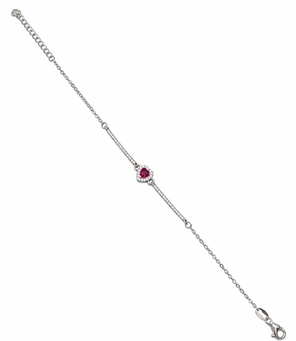 Bracciale Donna Semirigido Cuore Rosso Argento 925