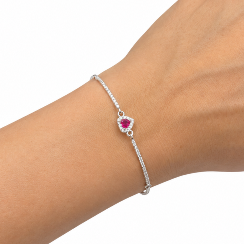 Bracciale Donna Semirigido Cuore Rosso Argento 925
