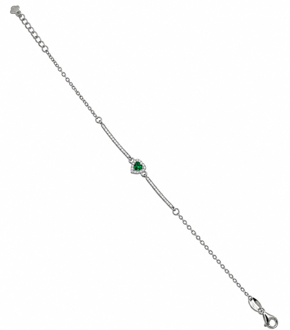 Bracciale Donna Semirigido Cuore Verde Argento 925