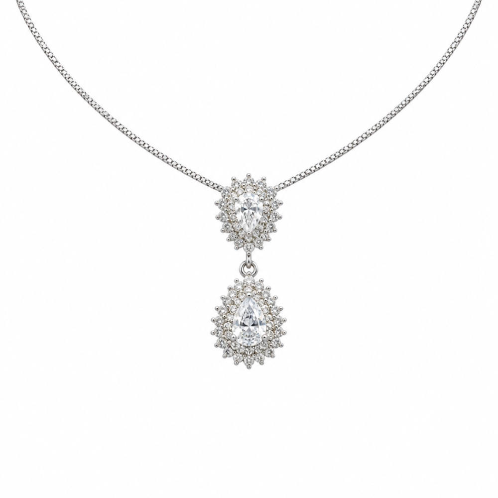 Collana Donna Doppia Goccia Argento 925
