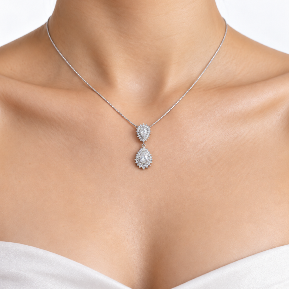 Collana Donna Doppia Goccia Argento 925