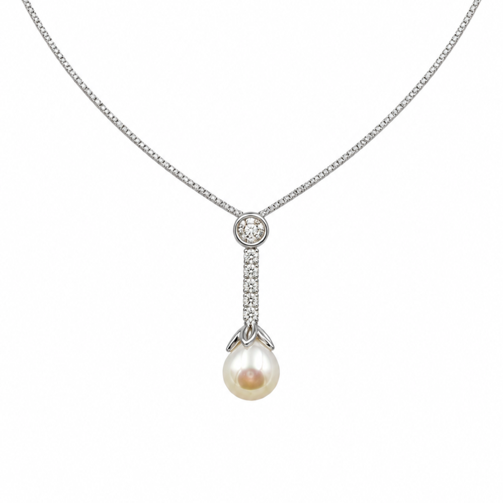 Collana Donna Perla Pendente Semirigido Argento 925