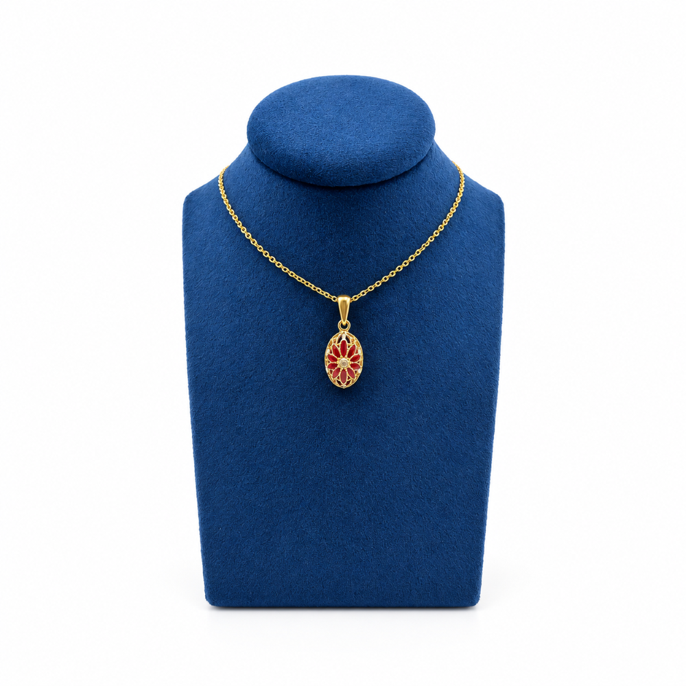 Collana Donna Ciondolo Floreale Dorato Argento 925