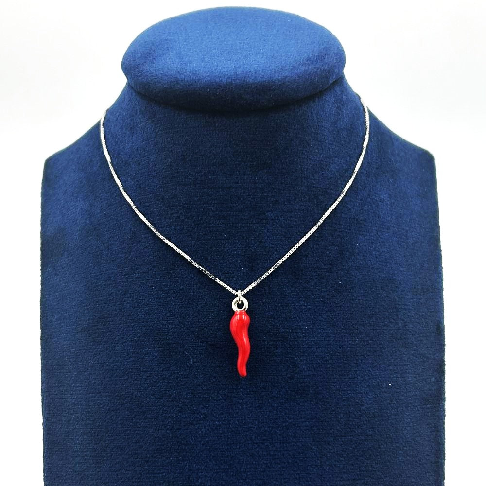 Collana Donna con cornetto rosso Argento 925