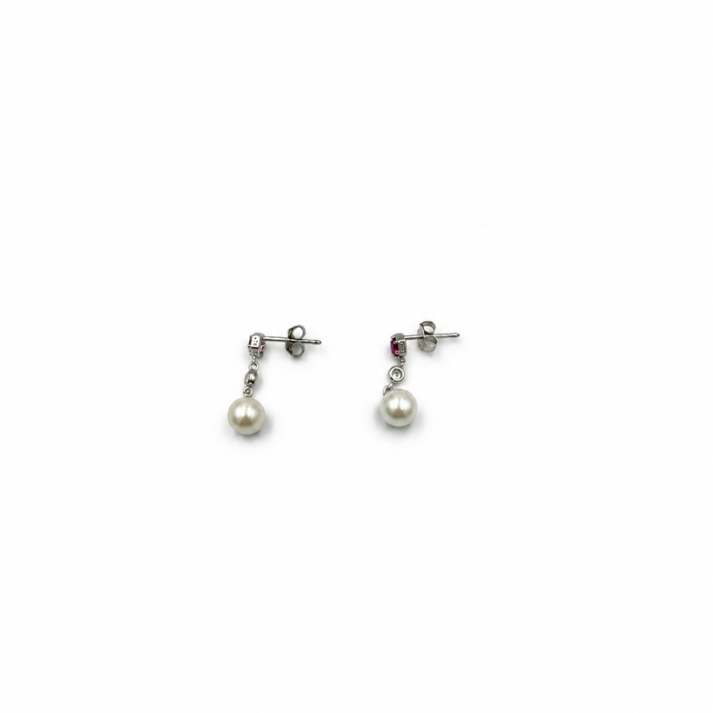 Orecchini Donna Pendenti Perla Argento 925