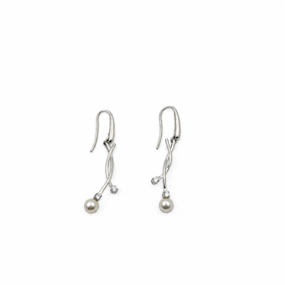 Orecchini Donna Perla Pendenti a X Argento 925
