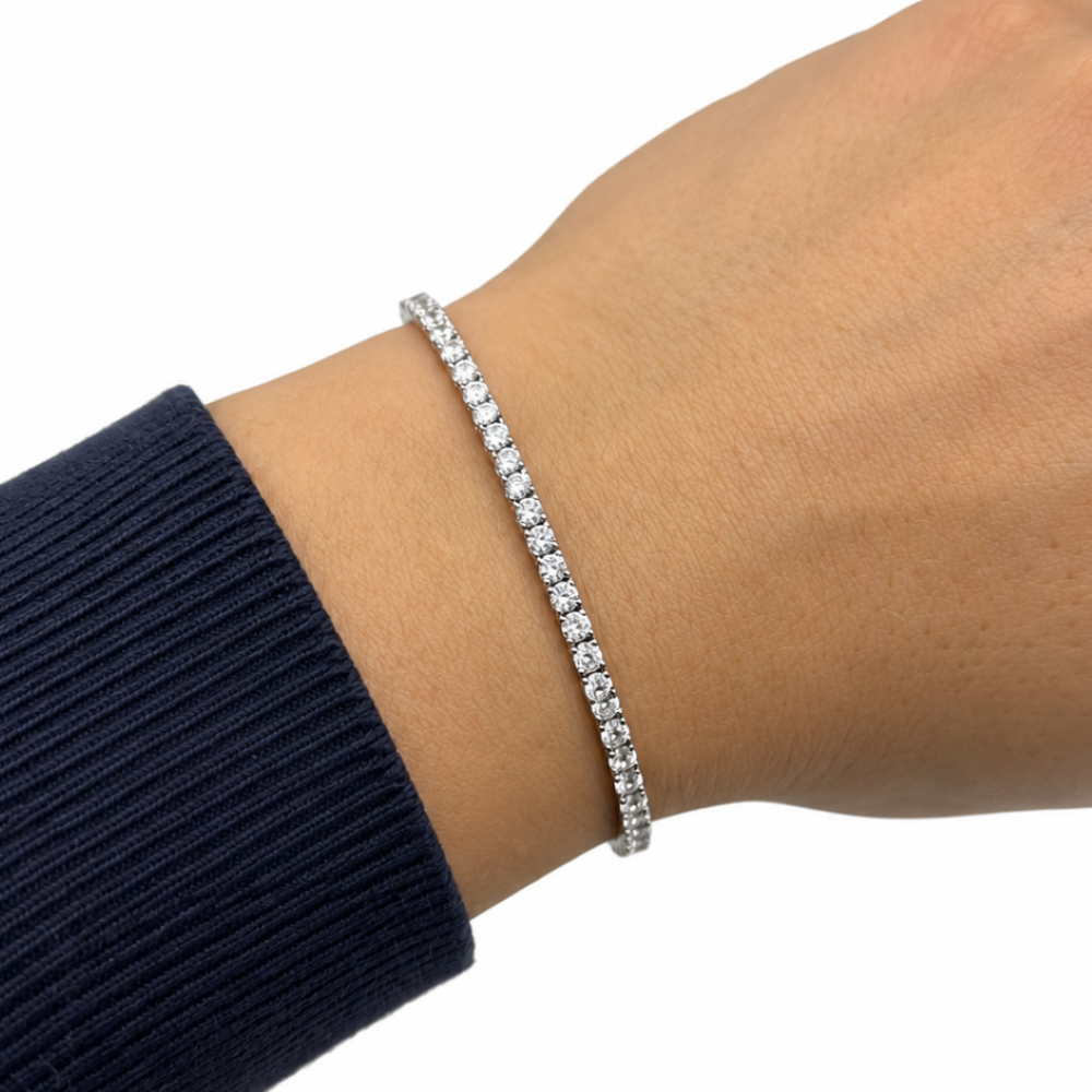 Bracciale Tennis Unisex Bianco Argento 925 TN03