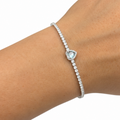 Bracciale Tennis Donna Cuore Celeste Argento 925